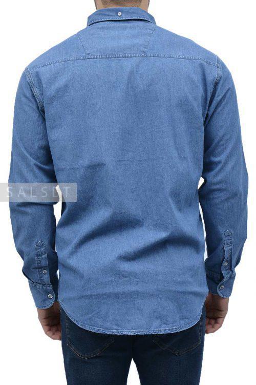 پیراهن مردانه جین POLO آبی مدل کلاسیک