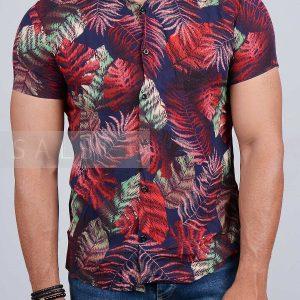پیراهن مردانه هاوایی قرمز 2571