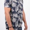 پیراهن مردانه هاوایی سرمه‌ای و سفید 2578