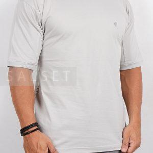 تیشرت مردانه یقه گرد طوسی‌روشن 2784